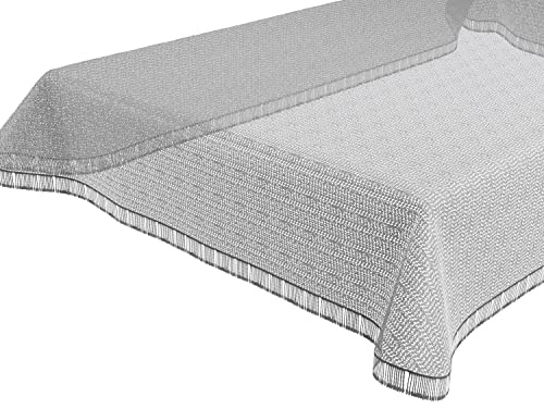 BEAUTEX Moa Weichschaum Tischdecke mit Fransen, Garten, Balkon, Terrasse, Camping - Eckig 130x160 cm, Hellgrau