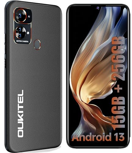 OUKITEL C33 Mobile phone, 15GB+256GB (Expandable 2TB), Android 13 phone, 50MP+5MP Camera, 6.8 HD+ Display, 5150mAh Battery&10W Fast Charge, 4G Dual SIM Cellphone, FaceID/Fingerprint/GPS/OTG