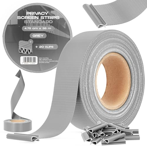 Telo Frangivista 4,75 cm x 35 m Rete Doppia Sbarra Recinzione Giardino Strisce Pellicola Protettiva Oscurante Balcone 20 Clip Fissaggio Protezione Vento Facile Installare