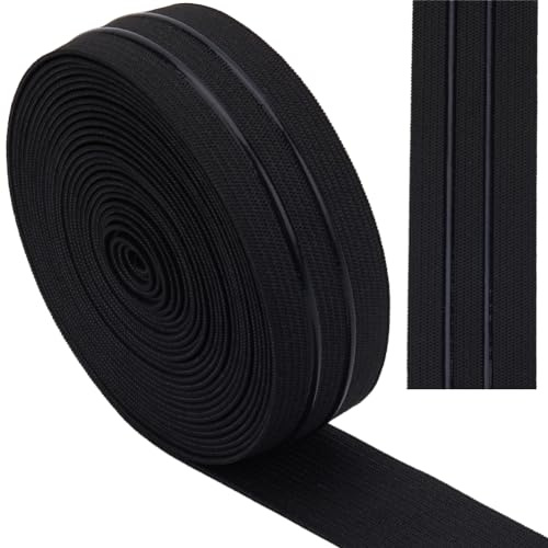 GORGECRAFT Cinta Elástica Antideslizante de 5 Yarda Y 30mm de Ancho,Cinta Elástica de Silicona de Línea Recta Negra,Cinta Elástica de Goma,Correas Elásticas,Cinturón para Pantalones Cortos Deportivos