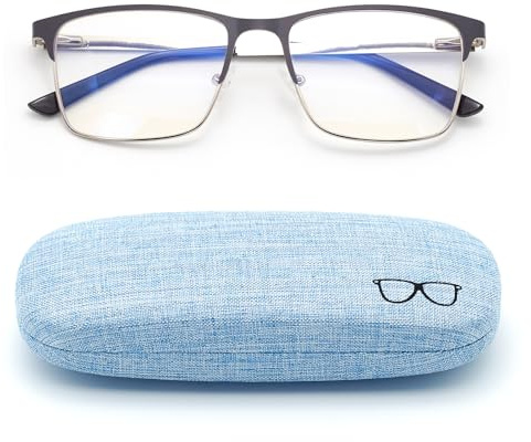 1-Pack Nearsighted Glasses for Distance with Hard Case, Spring Hinge Blue Light Glasses Not Reading Glasses, C2 1.5