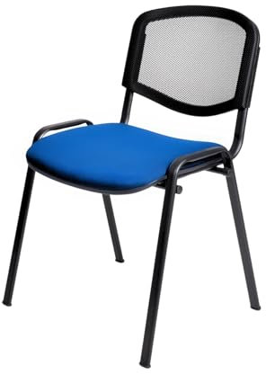 Topsit Wartezimmerstuhl, stapelbarer Besucherstuhl mit weich gepolsterter Sitzfläche und Rückenlehne aus Netz, Metallgestell Bürostuhl, Konferenzstuhl für Rezeption Pausen Raum (Blau)