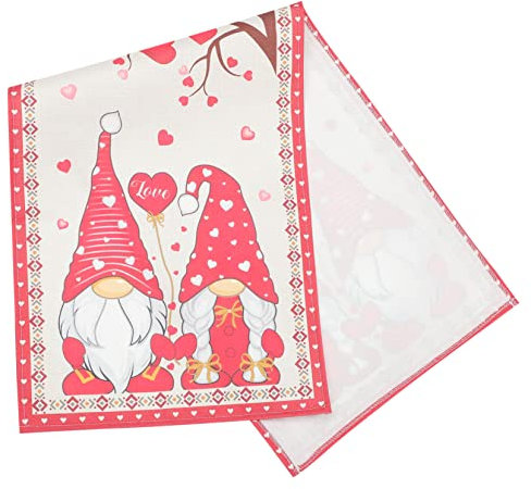 LIFKOME GNOME Love Tischläufer Banketttischläufer Hochzeitstischdekoration Hochzeitsdekorationen Ornament Valentinstag Gnom Tischläufer Esstisch Läufer Liebe Tischdecke Tortenspitze