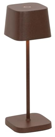 Zafferano, Lampada Ofelia Micro, Lampada da Tavolo Ricaricabile e Senza Fili con Controllo Touch, Adatta per Salotto ed Esterni, Dimmer, 2200-3000 K, Altezza 20 cm, Colore Corten