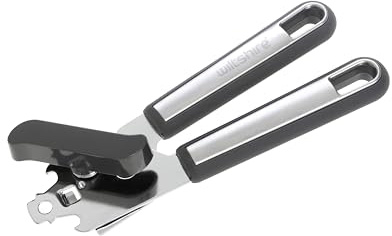 Wiltshire Aspire Can Opener, Stainless Steel, Manual Tin Opener, Bottle Opener, Anti-Slip Soft Touch Handle, Grey & Silver, 20x6x5cm