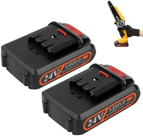 Flintronic Batterie de Tronçonneuse, 2 Pièces Batterie 24v 2000mAh pour mini Tronçonneuse, Rechargeable Batterie