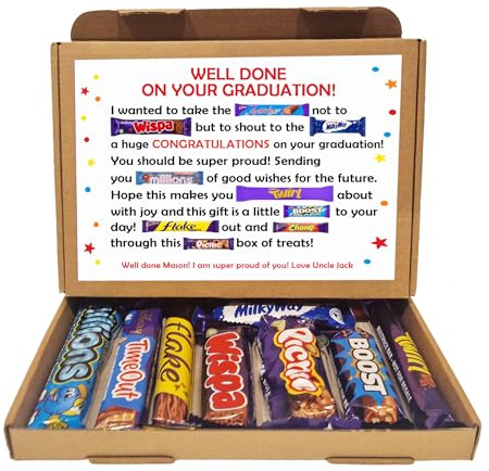 Personalised Well done in Exam Treat Box/SATS/GCSES/A Levels Well done Treat Letterbox Gift Hug in a BoChocolate Poem Unique - Graduation - Me/I