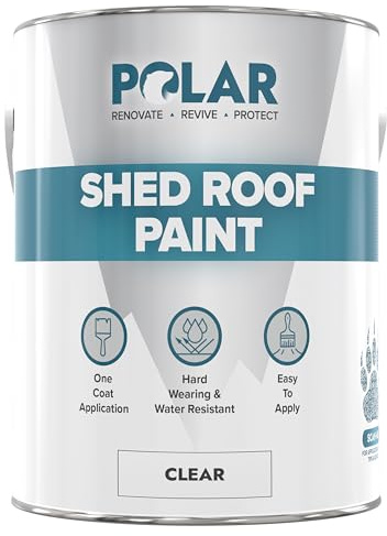 Polar Shed Roof Paint - Clear 5 litres | Instant Waterproofing Protection for Felt, Shed & Garage Roofs | Smooth & Decorative Finish | Durable Shed Paint for Exterior Use