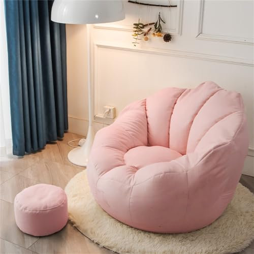 Highdi Kids Bean Bag Chair Without Filling, Flowers Petal Gaming Beanbag Chair Cover for Indoor Outdoor Bedroom Highback Lazy Sofa Soft Toy Storage Bean Bag Seat (Child- 70x60cm,Pink)