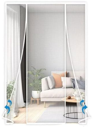 Fly Screen Door Magnet, 165x230cm Child's Play Adhesive Installation, Automatic Shutdown, for Patio Door Living Room Caravan, White