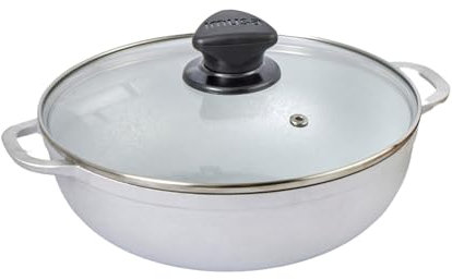 IMUSA 7.0Qt Basic Cherry Red Aluminum Dutch Oven w/Glass Lid - Round Shape, 30cm