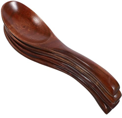 Cabilock 4piezas Cuchara De Madera Nanmu De Cucharas Para Postre Sopa y Miel Cucharitas De Té Prácticas De Madera Hogar Utensilios De Cocina