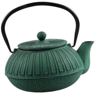 FytStycale Teekanne aus Gusseisen, japanische Teekanne, traditionell zum Kochen von heißem Wasser, Teekessel für Camping, Küche, Restaurant, Grillen im Freien, GrÜn