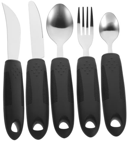 Healeved Edelstahl Antirutsch Seniorengeschirr Leichtem Stabilem Griff Für Erwachsene Und Behinderte Ergonomisch Gegen Handzittern Portable Adaptive Utensilien Für Senioren