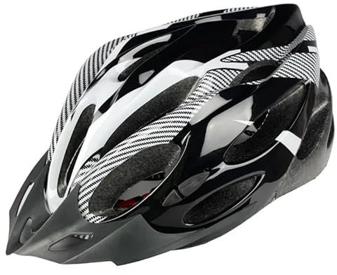 LUOKEKE Fahrradhelm Fahrradhelm for Erwachsene, integrierter Fahrradhelm, vielseitig einsetzbarer, Verstellbarer Fahrrad-Sporthelm Fahrrad Helm(Black White)
