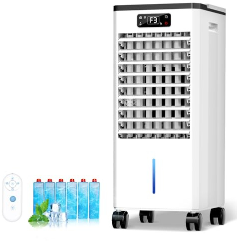 Feculs Portable Air Conditioners No Windows Needed, 3-IN-1 Swamp Cooler, Evaporative Air Cooler, 4 Modes & 3 Speeds, 2-Gal Water Tank for Long Cooling, Max 20 FT/S Remote Control, 12 Hours Timer
