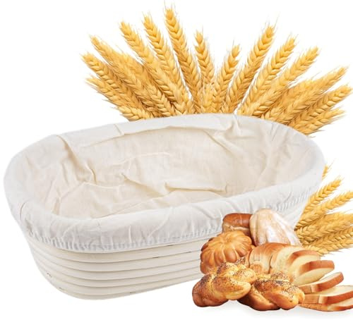 Gärkörbchen, ovaler Gärkorb für Brotbackset, Sauerteig-Brot-Gärkörbchen-Set, Hefe-Gärkorb-Set für Kunsthandwerker, Sauerteig-Backen, 25,4 cm, ovale Rattan-Brot-Gärschale