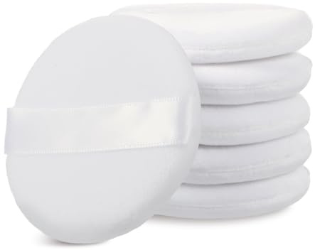 simarro 6 esponjas redondas de polvo de 6,5 cm, esponja de algodón, uso en seco y húmedo, para polvos sueltos, aplicador de colorete (blanco)