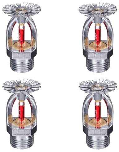 4 cabezales de aspersor de fuego de 1/2 pulgada NPT 68.3 °C 68.3 °C tipo colgante, cobre cromado K80, sistema de aspersor automático de respuesta rápida