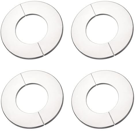TOP-VIGOR 4 Stück 100 mm Wand-Flansch-Rohrabdeckung, Edelstahl, runde Rosettenplatte mit selbstklebender Rückseite, für Heizkörper, Wasser und Heizungsrohr, Wandlochdekoration