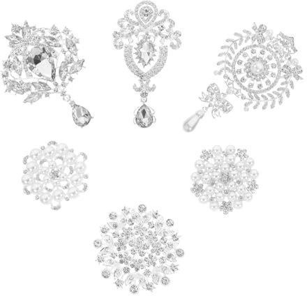 LIFKOME 6 Stücke Strass Perlen Broschen Satz Anstecknadel Metall für Hochzeiten Partys und Outfits
