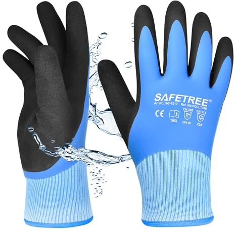 SAFETREE Winter Sicherheitshandschuhe: Wasserdicht, Rutschfest, Kälte- & Schnittschutz - Ideal für Outdoor, Skifahren, Kühllager, Eisfischen - Extrem warme & robuste Arbeitshandschuhe (1, 10/XL)