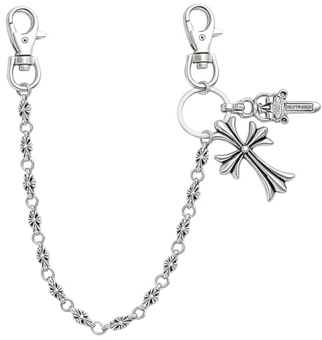 Jean Chain, Punk Wallet Chain for Men and Women, Stylish Trouser Chain for Goth and Hip Hop Fashion, 45cm Silver Metal Chain for Bikers and Motorcycle Riders