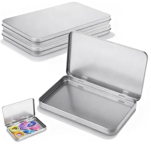 3 Stycken Metallburkar med Lock, 18 × 11 × 2 cm Plåtburkar Rektangulära Gångjärn Burkar Behållare Bärbar Minibox förvaringslåda Matt Tin Box för Godis Kort Nycklar Till Små Delar