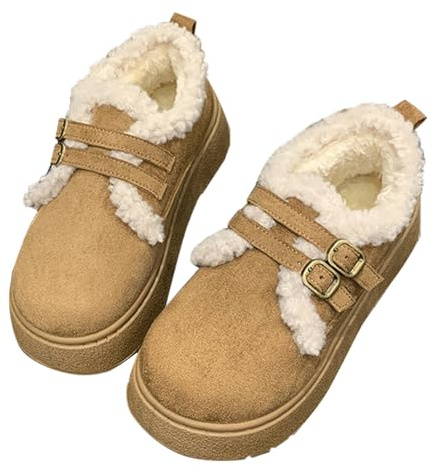 Vinterskor damer varma fodrade – snöstövlar damer päls damstövlar bekväma vinterstövlar eleganta damskor varma stövlar spänne snöskor plysch stövlar lätta skor platå vinterstövlar, BRUN, 42 EU