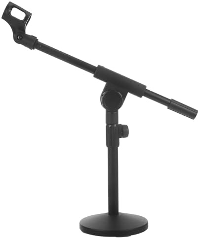 HOODANCOS Soporte y Fácil de Usar con Brazo Ajustable de Micrófono de Escritorio y Base Redonda de Hierro Estabilidad Mejorada para Grabaciones y Transmisiones