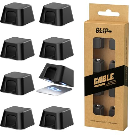 Maveek Cable Tidy Clips, Magnetic Cable Clips Wire Holders for Cables, Magnetic Wire Organiser Cable Holder Clips with Adhesive Metal Plate for Desktop, Nightstand, Car, Office (Black, Small-8Pcs)