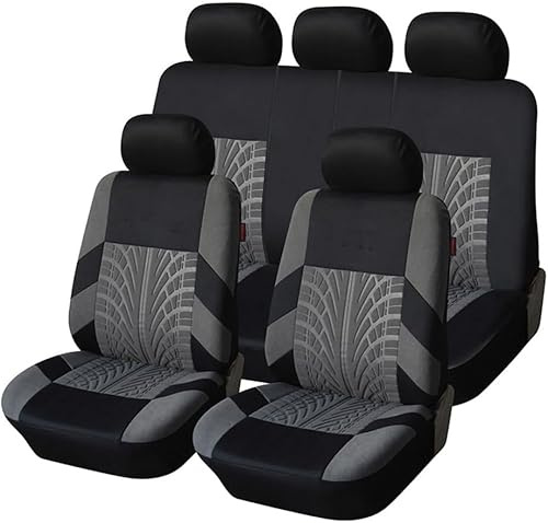 Auto Sitzbezüge Sets für Dacia Duster (HS) 2011-2016 | 5 Sitzer Allwetter Atmungsaktiv Autositz Schonbezug Innenraum Zubehör,F-Grey