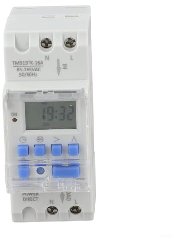 Astronomischer Zeitschalter TM919TK mit automatischer Dämmerungsschaltung, 16A 3200W, Digitaler Timer für Beleuchtung mit Breiten- und Längengradeinstellung, 8 Programme, Weiß