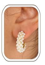 Pendientes de perlas para mujer, elegantes pendientes de perlas, pendientes de aro para mujer, pendientes de aro con perlas, joyas hipoalergénicas para mujer, regalos para mujeres