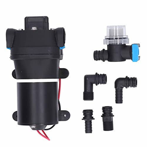 SustVita DC RV Pompe à eau 12 V 5 A, 2,7 GPM 17 PSI haute levée, micro pompe à membrane auto-amorçante pour yacht, lavage de voiture et systèmes d'eau domestiques