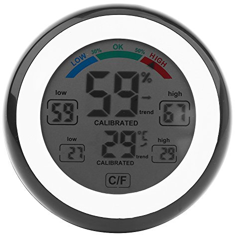 Fdit Digital LCD Temperatur Thermometer Hygrometer drahtloses elektronisches Temperatur Feuchtigkeit Messgerät Meter/das Temperatur u. Feuchtigkeit (Schwarz)