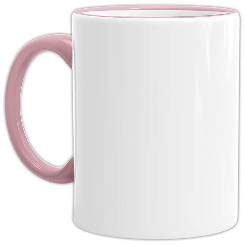 Tassendruck Bastel-Tassen ohne Druck zum Bemalen aus Hochwertiger Keramik Einzeln oder im Set/Mug/Cup/Becher/Pott - Rand & Henkel Rosa 1 Stück