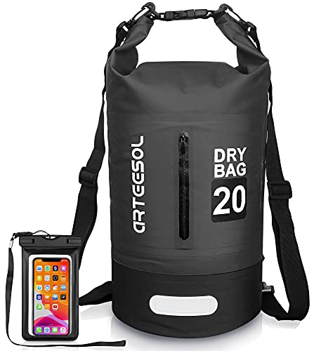 Blackace arteesol Dry Bag 5L/10L/20L/30L Wet Bag Waterproof Bag with Phone Pouch Double Shoulder Strap Backpack for Travelling Fishing Cycling Kayaking Swimming Boating Beach