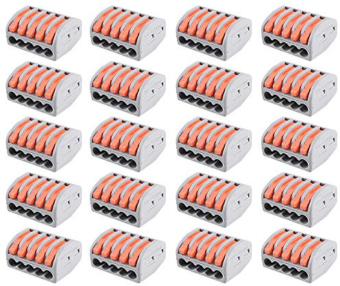 20 pezzi leva a molla Push Fit riutilizzabile 5 porte leva gabbia morsetto morsettiera connettori filo