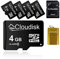 Cloudisk Pack of 5 Micro SD Card 4GB Flash Memory Card C6 Micro SDHC with SD Adapter, Card Reader (4 GB)