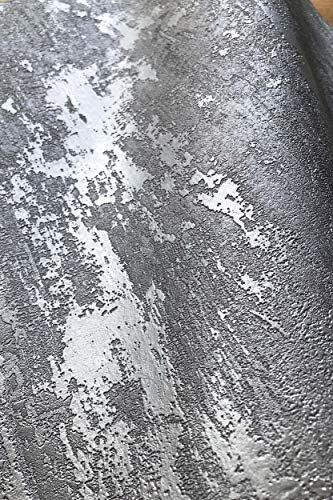 NEWROOM - Carta da parati in tessuto non tessuto, motivo architetto in argento, design moderno, struttura industriale di alta qualità, con guida per tappezzeria inclusa