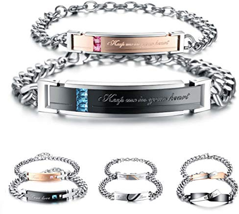 Kim Johanson Edelstahl Pärchen Armbänder *Verschiedene Motive & Farben* in Roségold, Gold & Silber Freundschaftsarmband, Geschenk, Schmuck für Paare inkl. Schmuckbeutel