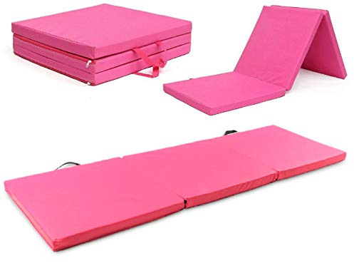 Athletic Bar Gymnastics Mat 2 Thick Tri-Fold Folding Exercise Tumble Mat with Carrying Handles for Gymnastics, Yoga, Aerobics, Mixed Martial Arts, Home Gym Exercise Workout Mat