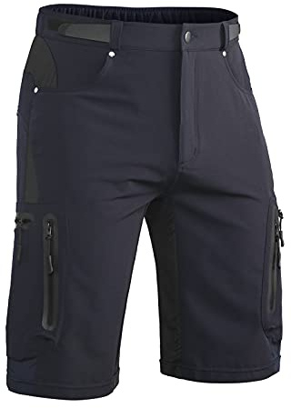 Hiauspor Pantaloni Corti da Mountain Bike da Uomo Pantaloni da Ciclismo MTB Pantaloni da Ciclismo Leggeri ad Asciugatura Rapida con Tasche con Cerniera Escursionismo all'aperto (Nero, XXL)