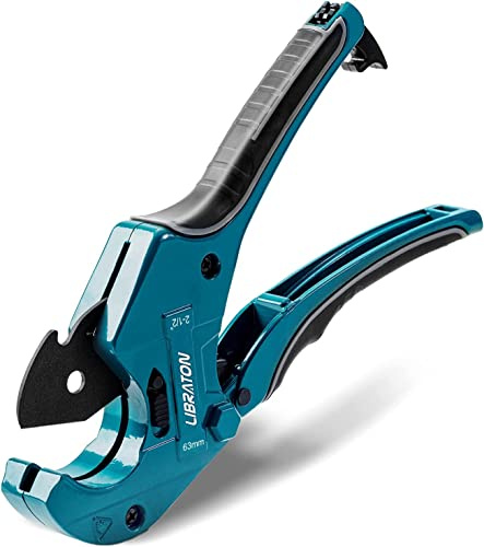 Libraton PVC Pipe Cutter, Up to 2-1/2, Ratchet Pipe Cutter Heavy-Duty, Pex Cutting Tool for Cutting PEX, PVC, PPR Plastic Hoses and Plumbing Pipe