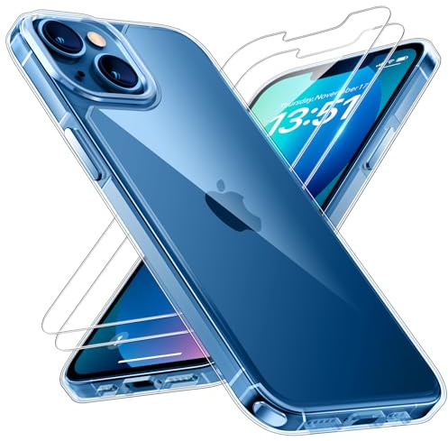 TAURI für iPhone 13 Panzerglas 6,1 mit Staubfreie Installationswerkzeug, Gehärtete Glas Displayschutz, Full Screen Kratzfest Schutzglas, Anti-Fingerabdruck und Bubbles Schutzfolie, 3 Stück