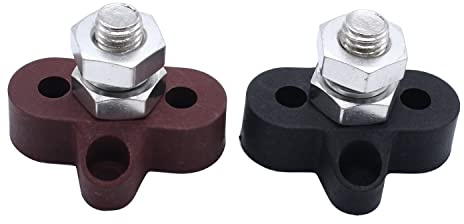 1 x Schwarz 1 x Rot 48 V DC Max M10 Einzelbolzen Batterie Stromverteiler Klemmleiste Bolzen Abzweigpfosten Universal für Auto Marine Auto Anhänger Wohnmobil Boot