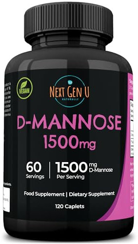 D Mannose - 1500 mg - Health Food Supplement - 120 Vegan Caplets - Helps Support a Healthy Urinary Tract & Bladder - by NextGenU