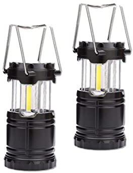 Paquete de 2 faroles led para camping, kit de supervivencia, linternas led plegables portátiles, luz de emergencia alimentada por pilas, ligera, impermeable, para camping, senderismo, jardín y cortes