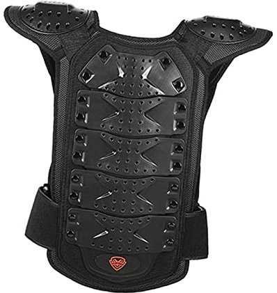 Milageto Chaleco de Motocicleta Chest Spine Protection Guard Reflective Cycling Protector Jacket para Montar, Motocross, Ecuestre, Bicicleta, niños, Color Negro L